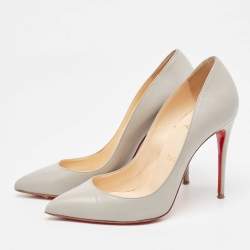 Pre Owned Christian Louboutin Grey Leather Pigalle Follies Pumps Size 38