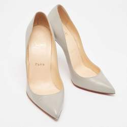 Pre Owned Christian Louboutin Grey Leather Pigalle Follies Pumps Size 38