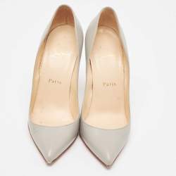 Pre Owned Christian Louboutin Grey Leather Pigalle Follies Pumps Size 38
