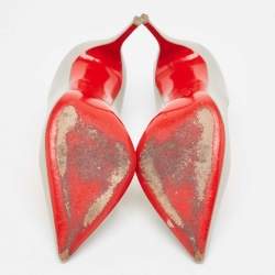 Pre Owned Christian Louboutin Grey Leather Pigalle Follies Pumps Size 38