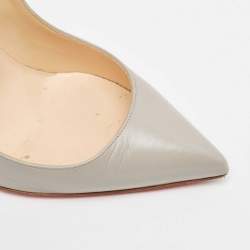 Pre Owned Christian Louboutin Grey Leather Pigalle Follies Pumps Size 38