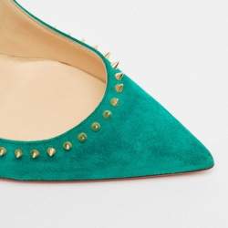 Pre Owned Christian Louboutin Green Suede Anjalina Pumps Size 37.5