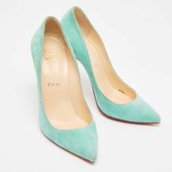 Pre Owned Christian Louboutin Blue Suede Pigalle Follies Pumps Size 38