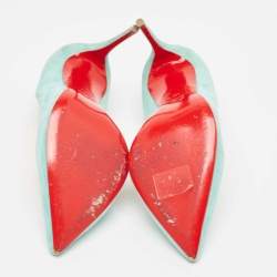 Pre Owned Christian Louboutin Blue Suede Pigalle Follies Pumps Size 38