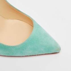Pre Owned Christian Louboutin Blue Suede Pigalle Follies Pumps Size 38