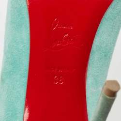 Pre Owned Christian Louboutin Blue Suede Pigalle Follies Pumps Size 38