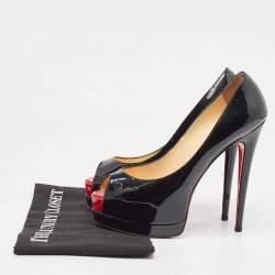 Pre Owned Christian Louboutin Black Patent Very Prive Pumps Size 38