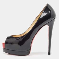 Christian Louboutin Black Patent Very Prive Pumps Size 38