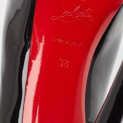 Pre Owned Christian Louboutin Black Patent Very Prive Pumps Size 38