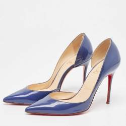 Pre Owned Christian Louboutin Blue Patent Iriza Pumps Size 37.5