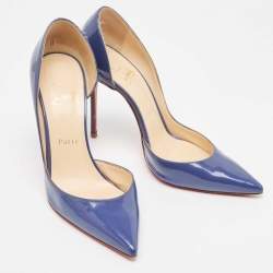 Pre Owned Christian Louboutin Blue Patent Iriza Pumps Size 37.5