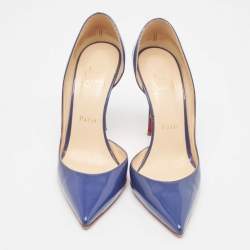 Pre Owned Christian Louboutin Blue Patent Iriza Pumps Size 37.5
