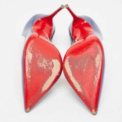 Pre Owned Christian Louboutin Blue Patent Iriza Pumps Size 37.5