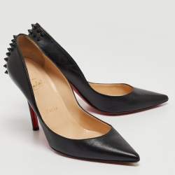 مملوكة مسبقًا حذاء كعب عالي كريستيان لوبوتان زابا جلد أسود مقاس 38