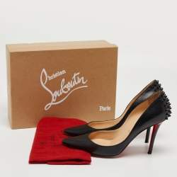 مملوكة مسبقًا حذاء كعب عالي كريستيان لوبوتان زابا جلد أسود مقاس 38