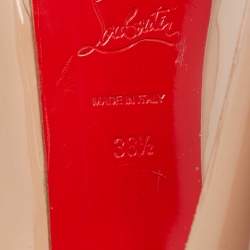 Christian Louboutin Beige Patent Leather Lady Peep Pumps Size 38.5