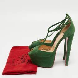 Christian Louboutin Green Suede Nenecheritza Sandals Size 38.5