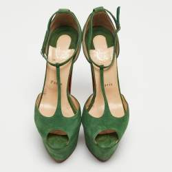 Christian Louboutin Green Suede Nenecheritza Sandals Size 38.5