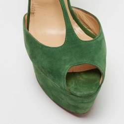 Christian Louboutin Green Suede Nenecheritza Sandals Size 38.5