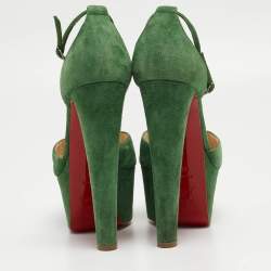 Christian Louboutin Green Suede Nenecheritza Sandals Size 38.5