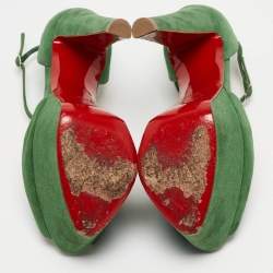 Christian Louboutin Green Suede Nenecheritza Sandals Size 38.5