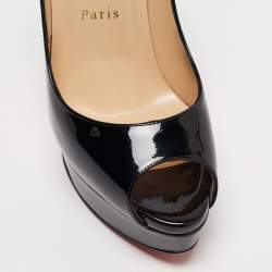 Christian Louboutin Black Patent Leather Lady Peep Pumps Size 38