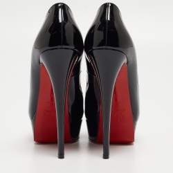 Christian Louboutin Black Patent Leather Lady Peep Pumps Size 38