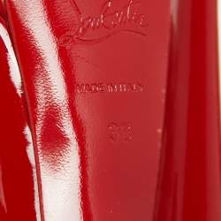 Pre Owned Christian Louboutin Red Patent Leather Lady Peep Pumps Size 38