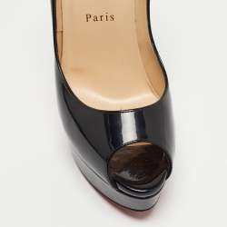 Christian Louboutin Black Patent Leather Lady Peep Pumps Size 38