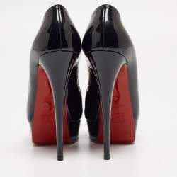 Christian Louboutin Black Patent Leather Lady Peep Pumps Size 38