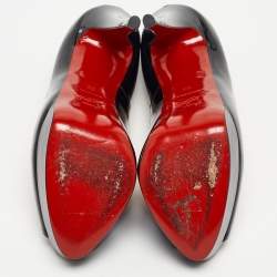 Christian Louboutin Black Patent Leather Lady Peep Pumps Size 38