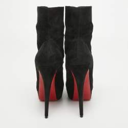 Pre Owned Christian Louboutin Black Suede Lady Tutu Ankle Boots Size 38.5