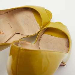 Pre Owned Christian Louboutin Green Patent Lady Peep Pumps Size 38