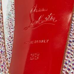 مملوكة مسبقًا Christian Louboutin Silver Crystal Embellished Very Riche Pumps Size 38