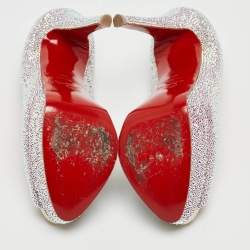 مملوكة مسبقًا Christian Louboutin Silver Crystal Embellished Very Riche Pumps Size 38