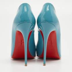 مملوكة مسبقًا Christian Louboutin Blue Patent Leather So Kate Pumps Size 38