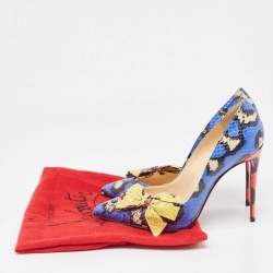 Pre Owned Christian Louboutin Blue/Yellow Watersnake Madame Menodo Pumps Size 38