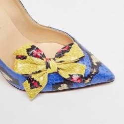 Pre Owned Christian Louboutin Blue/Yellow Watersnake Madame Menodo Pumps Size 38