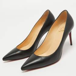 Pre Owned Christian Louboutin Black Leather Kate Pumps Size 38