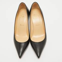 Pre Owned Christian Louboutin Black Leather Kate Pumps Size 38