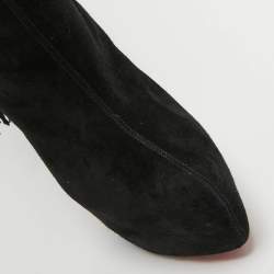 Pre Owned Christian Louboutin Black Suede Interlopa Knee Length Boots Size 37.5