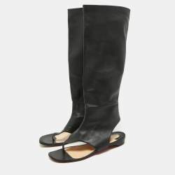 Christian Louboutin Black Leather From Sand Flat Knee Sandals Size 37