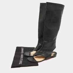 Christian Louboutin Black Leather From Sand Flat Knee Sandals Size 37