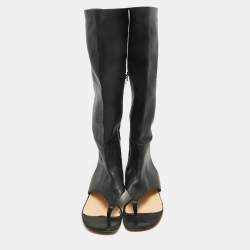 Christian Louboutin Black Leather From Sand Flat Knee Sandals Size 37