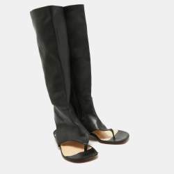 Christian Louboutin Black Leather From Sand Flat Knee Sandals Size 37