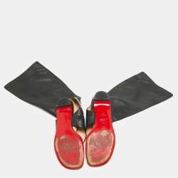 Christian Louboutin Black Leather From Sand Flat Knee Sandals Size 37