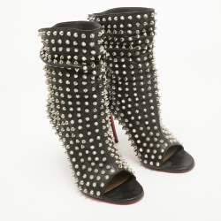 Christian Louboutin Black Leather Guerilla Ankle Boots Size 37.5