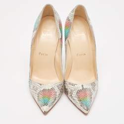 مملوكة مسبقًا Christian Louboutin Metallic Python So Kate Pumps Size 38