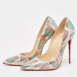 مملوكة مسبقًا Christian Louboutin Metallic Python So Kate Pumps Size 38
