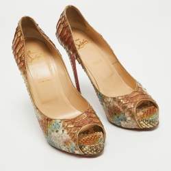 Pre Owned Christian Louboutin Multicolor Python New Very Prive Pumps Size 40.5